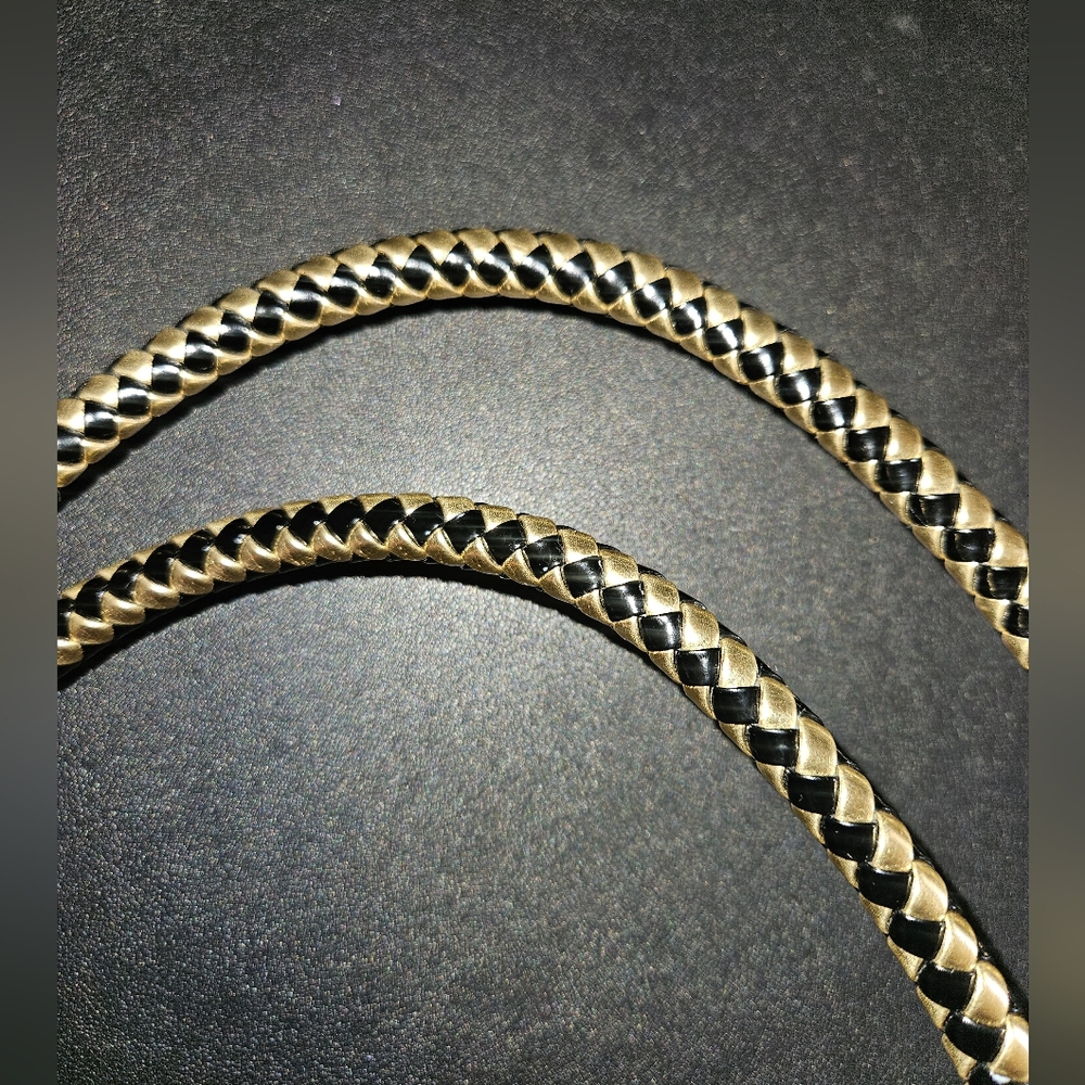 Multicolor Mixed Media Patchwork Striped Leather … - image 8